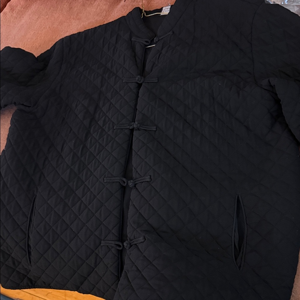Eileen Fisher Black Quilted Lightweight Shirt Jacket